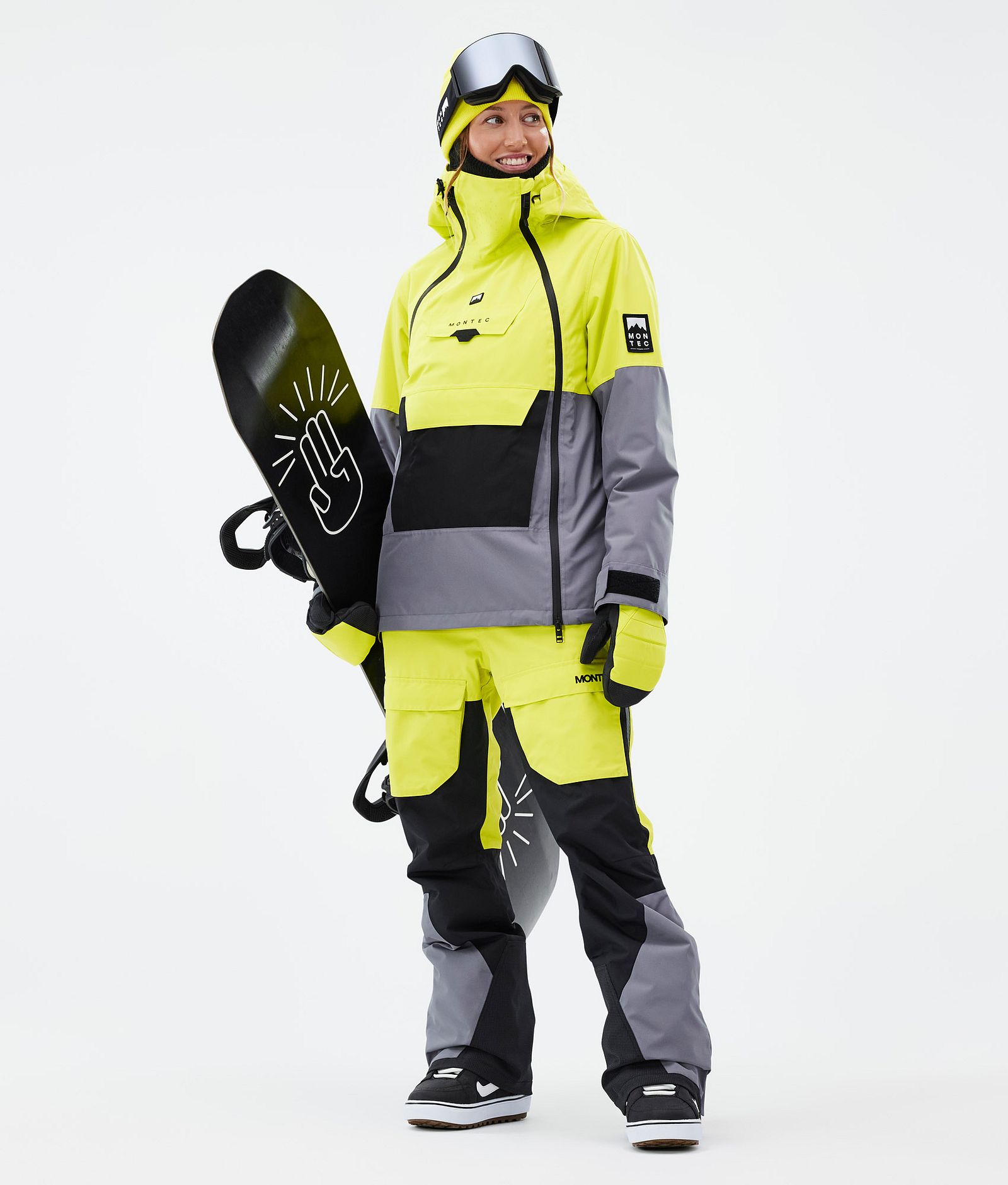 Montec Fawk W Kalhoty na Snowboard Dámské Bright Yellow/Black/Light Pearl
