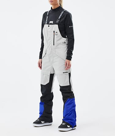 Montec Fawk W Kalhoty na Snowboard Dámské Light Grey/Black/Cobalt Blue
