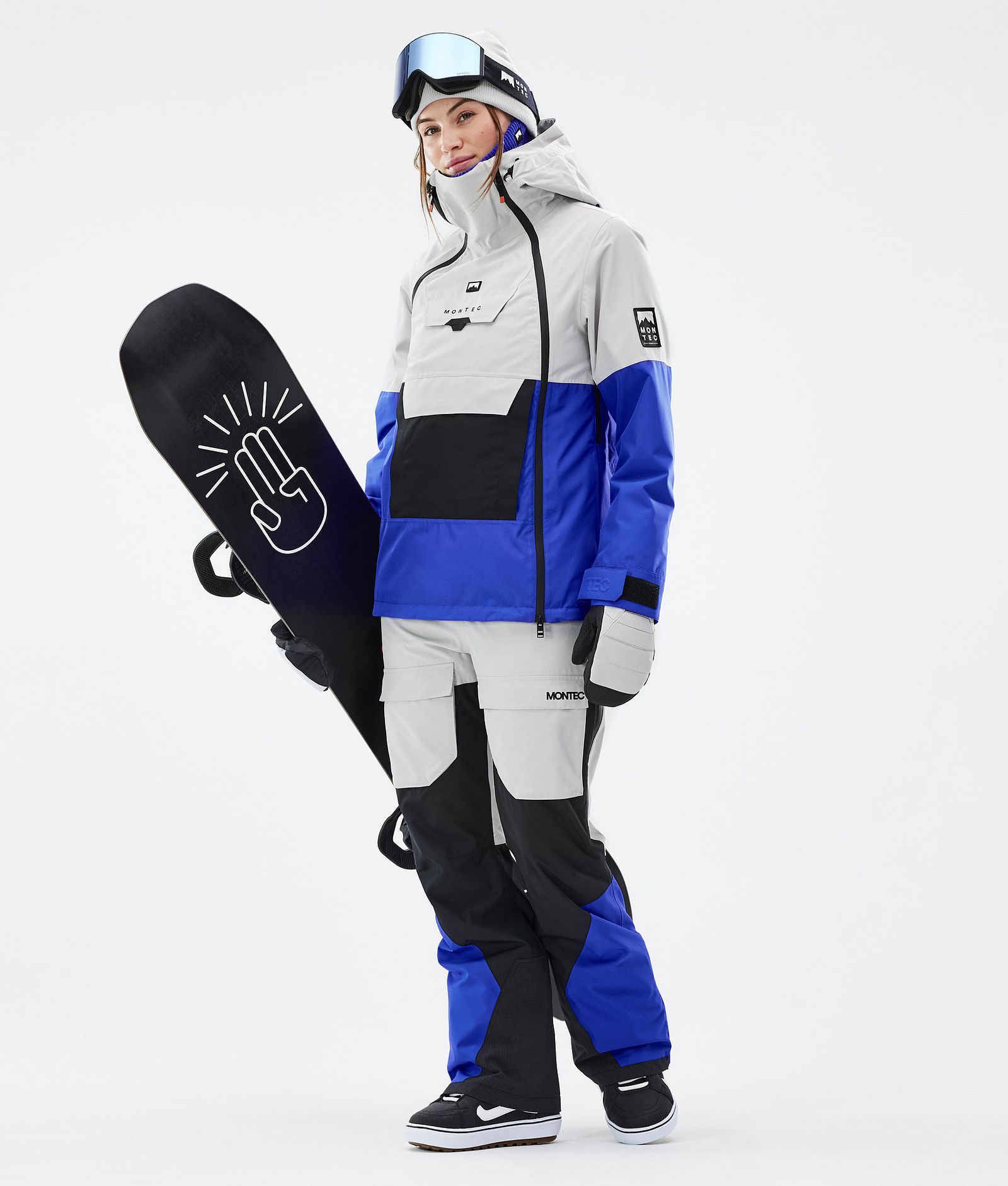 Montec Fawk W Pantalon de Snowboard Femme Light Grey/Black/Cobalt Blue, Image 2 sur 7