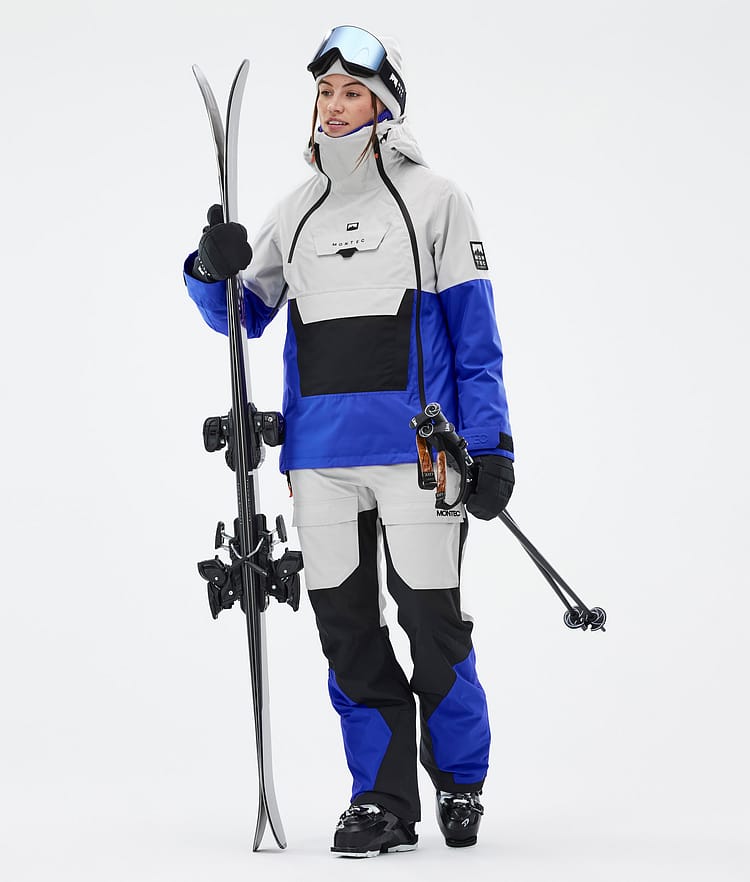 Montec Fawk W Pantalon de Ski Femme Light Grey/Black/Cobalt Blue, Image 2 sur 7
