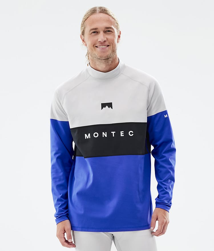 Montec Alpha Tee-shirt thermique Homme Light Grey/Black/Cobalt Blue - Gris