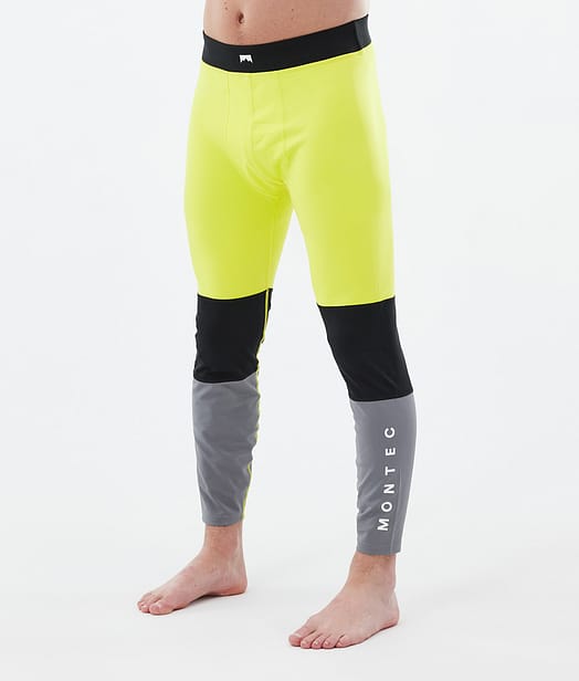 Montec Alpha Legginsy Termoaktywne Mężczyźni Bright Yellow/Black/Light Pearl