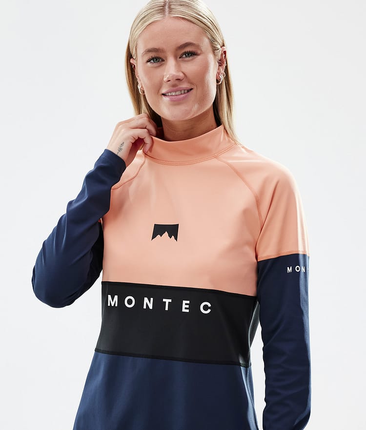 Montec Alpha W Tee-shirt thermique Femme Faded Peach/Black/Dark Blue