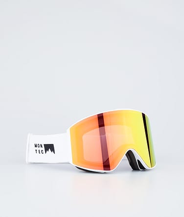 Montec Scope Ski Goggles White W/White Ruby Red Mirror