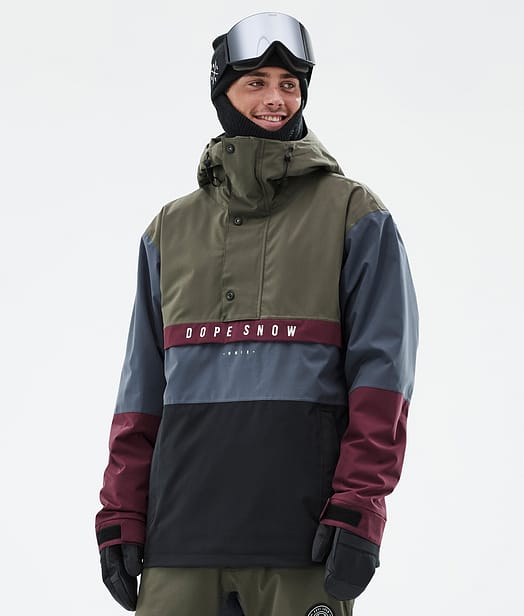 Dope Legacy Track Ski Jacket Men Olive Green/Burgundy/Metal Blue/Black