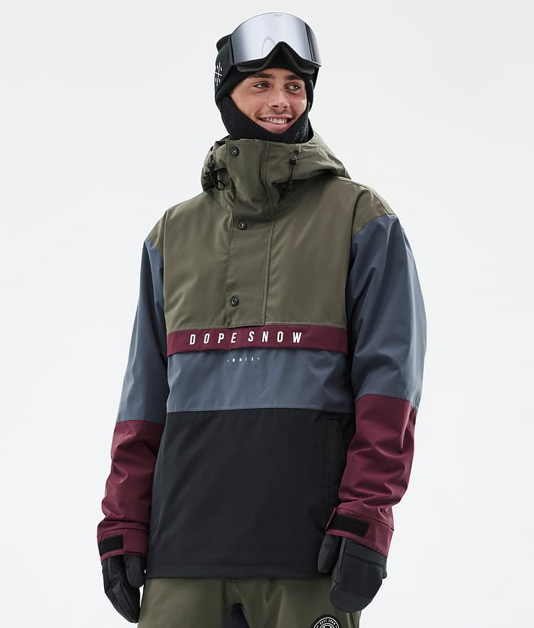 Dope Legacy Track Snowboard jas Heren Olive Green/Burgundy/Metal Blue/Black, Afbeelding 1 van 8