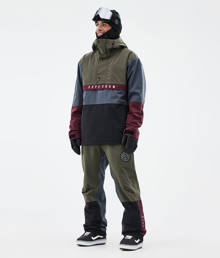 Dope Legacy Track Snowboard jas Heren Olive Green/Burgundy/Metal Blue/Black, Afbeelding 2 van 8