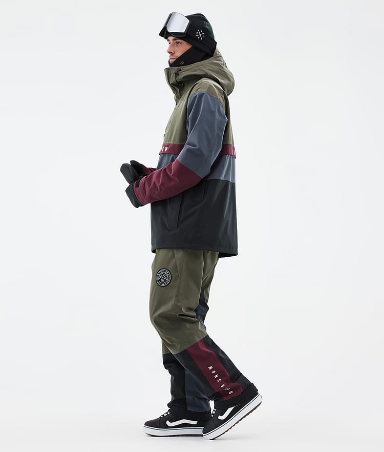 Dope Legacy Track Snowboardjakke Herre Olive Green/Burgundy/Metal Blue/Black, Billede 4 af 8