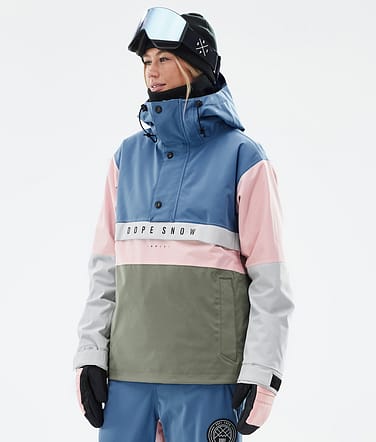 Dope Legacy Track W Snowboard Jacket Women Blue Steel/Light Grey/Soft Pink/Greenish