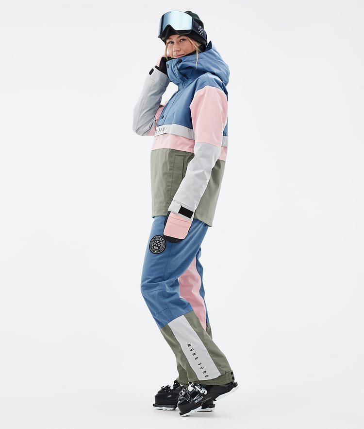 Dope Legacy Track W Ski Jacket Women Blue Steel/Light Grey/Soft Pink/Greenish