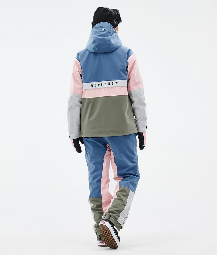 Dope Legacy Track W Snowboard Jacket Women Blue Steel/Light Grey/Soft Pink/Greenish