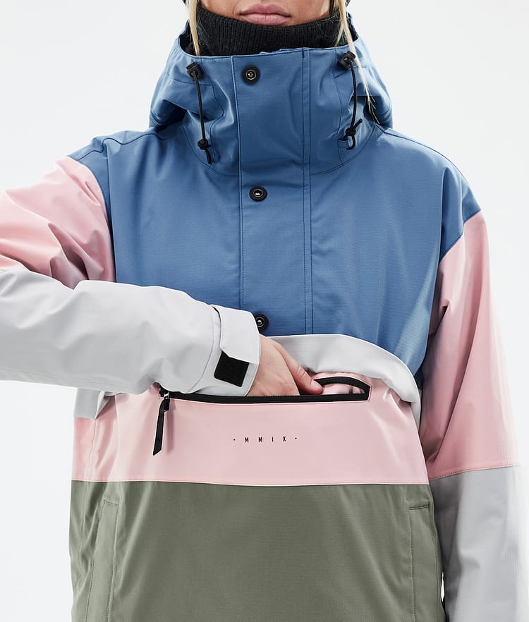 Dope Legacy Track W Ski Jacket Women Blue Steel/Light Grey/Soft Pink/Greenish