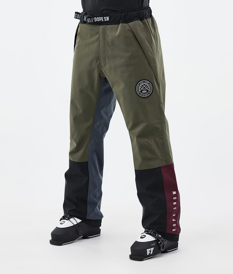 Dope Blizzard Track Pantalones Esquí Hombre OIive Green/Burgundy/Metal Blue/Black, Imagen 1 de 5