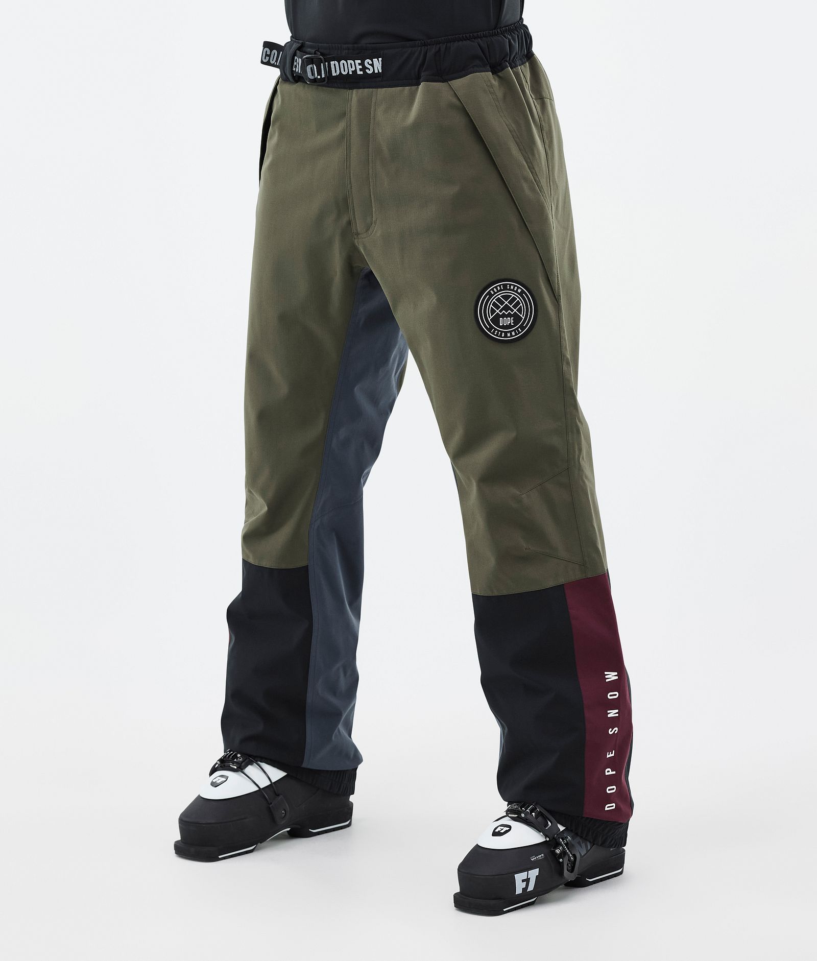 Dope Blizzard Track Pantalon de Ski Homme OIive Green/Burgundy/Metal Blue/Black, Image 1 sur 5