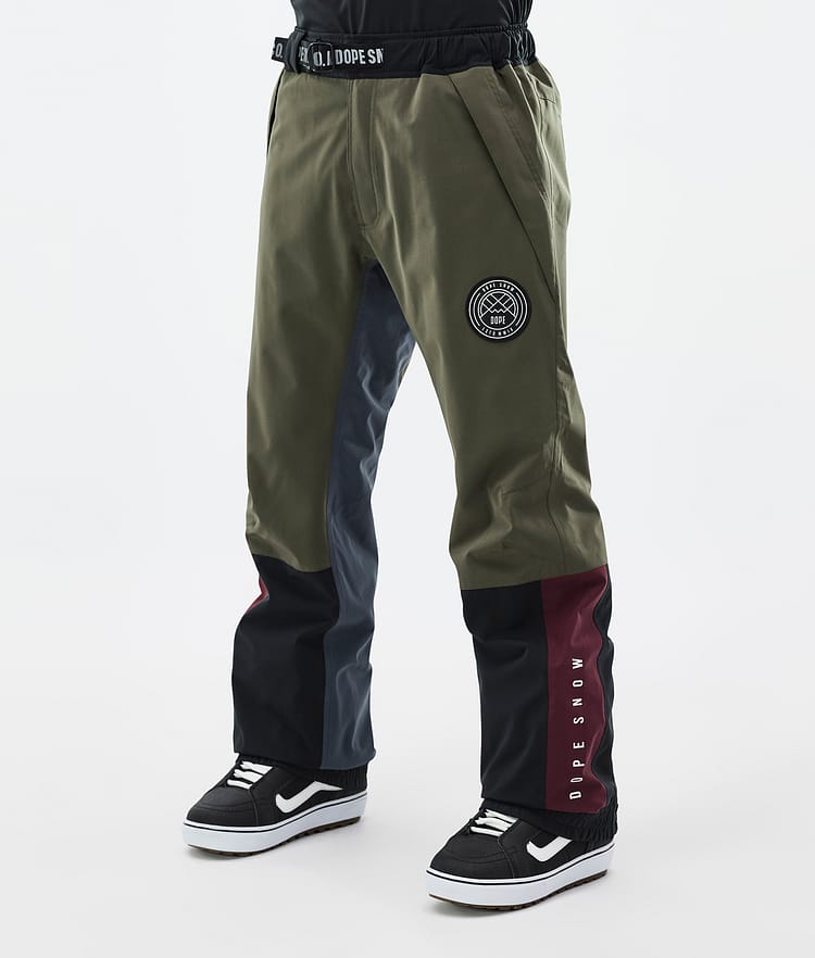 Dope Blizzard Track Pantaloni Snowboard Uomo OIive Green/Burgundy/Metal Blue/Black, Immagine 1 di 5