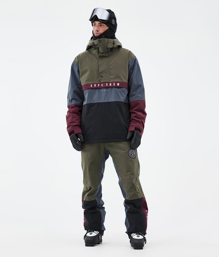 Dope Blizzard Track Ski Pants Men OIive Green/Burgundy/Metal Blue/Black, Image 2 of 5