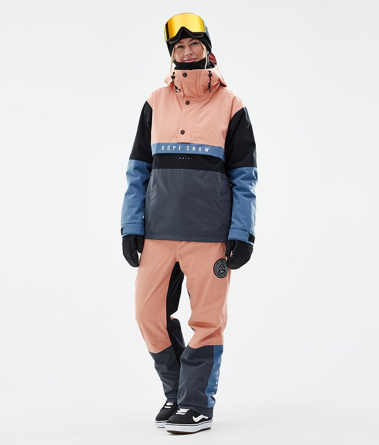 Dope Blizzard Track W Pantalon de Snowboard Femme Faded Peach/Blue Steel/Black/Metal Blue, Image 2 sur 5