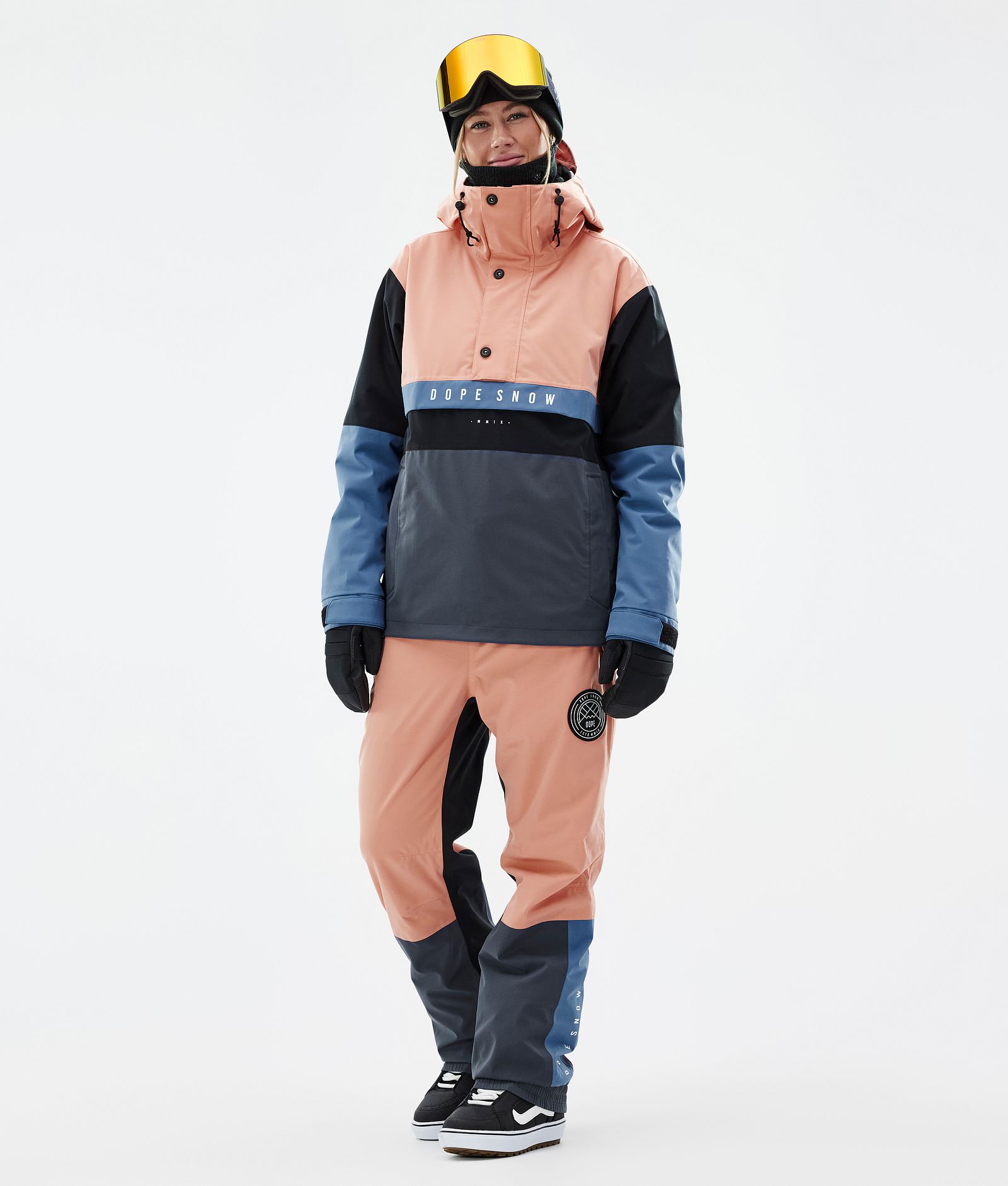 Dope Blizzard Track W Pantaloni Snowboard Donna Faded Peach/Blue Steel/Black/Metal Blue, Immagine 2 di 5