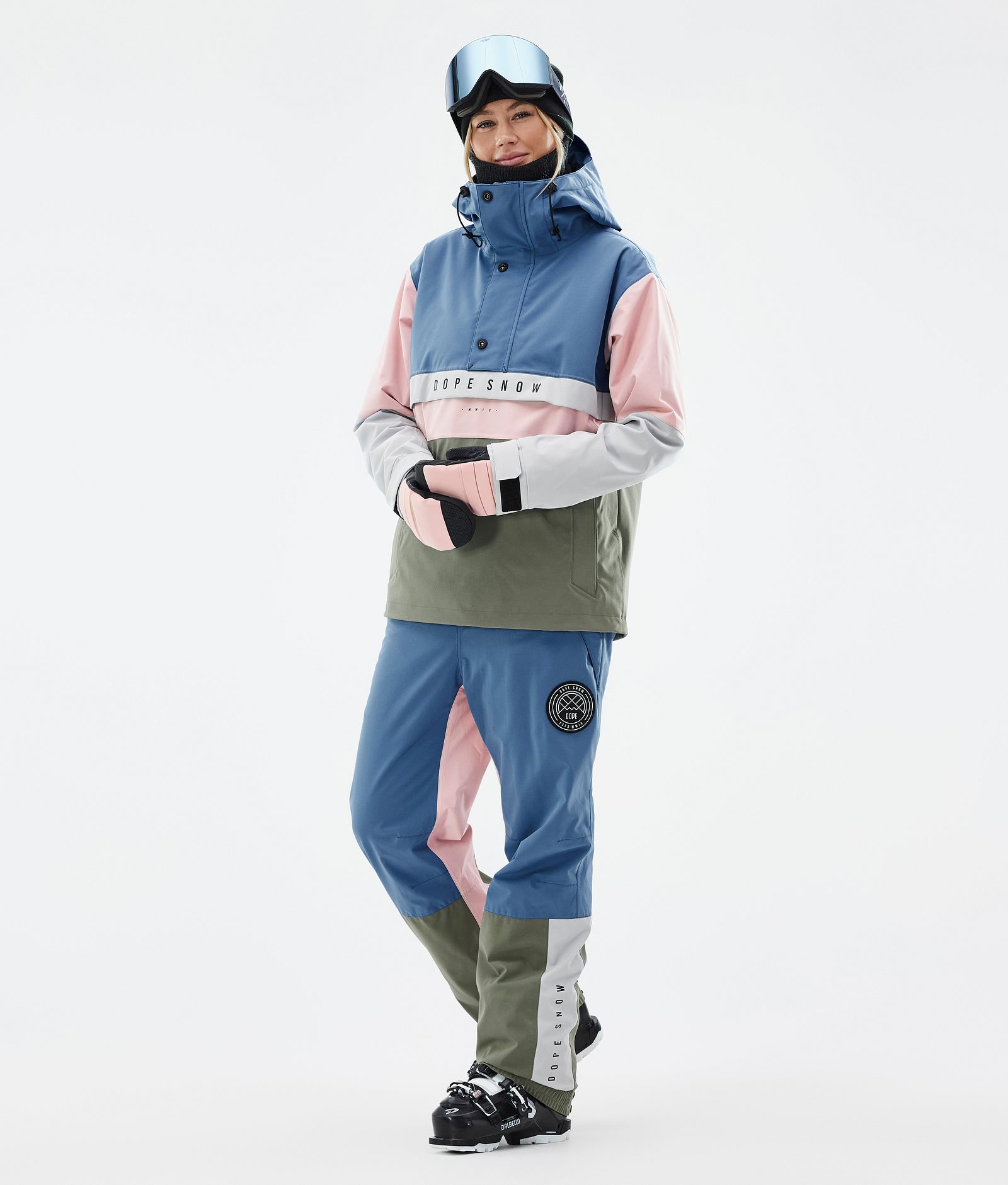Dope Blizzard Track W Pantalones Esquí Mujer Blue Steel/Light Grey/Soft Pink/Greenish