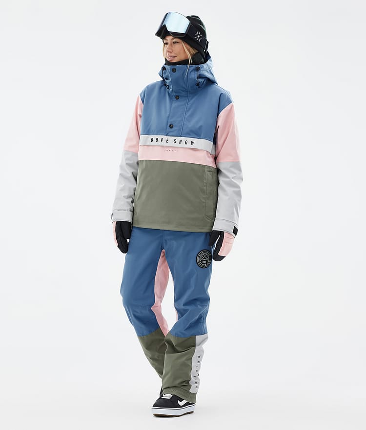 Dope Blizzard Track W Pantalon de Snowboard Femme Blue Steel/Light Grey/Soft Pink/Greenish