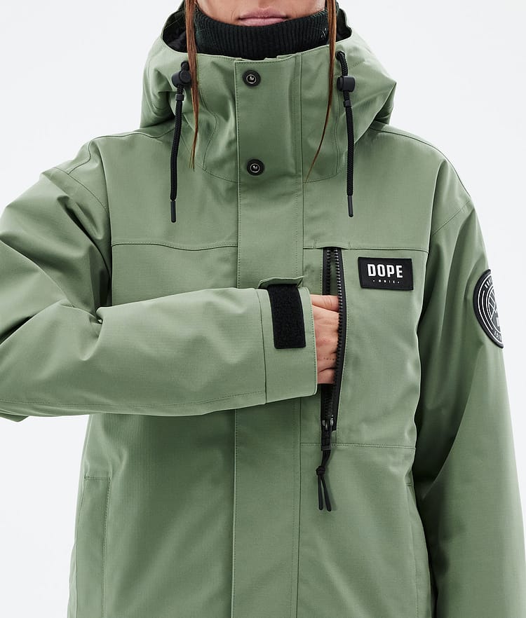 Dope Blizzard W Full Zip 24 Snowboard jas Dames Moss Green, Afbeelding 8 van 9