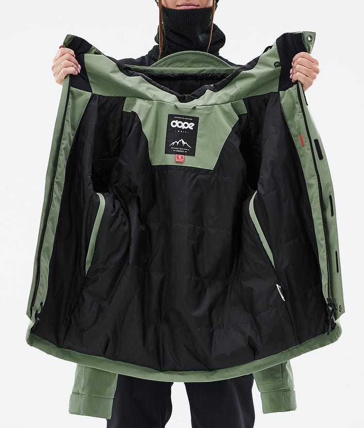 Dope Blizzard W Full Zip 24 Snowboard jas Dames Moss Green, Afbeelding 9 van 9