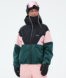 Dope Spartan W Chaqueta Snowboard Mujer Sport Black/Soft Pink/Bottle Green