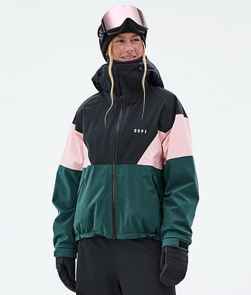 Dope Spartan W Lyžařská Bunda Dámské Sport Black/Soft Pink/Bottle Green