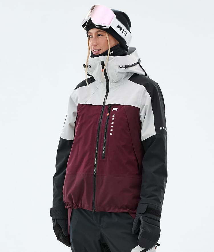 Montec Oracle W Snowboard Jacket Women Light Grey/Black/Burgundy, Image 1 of 10