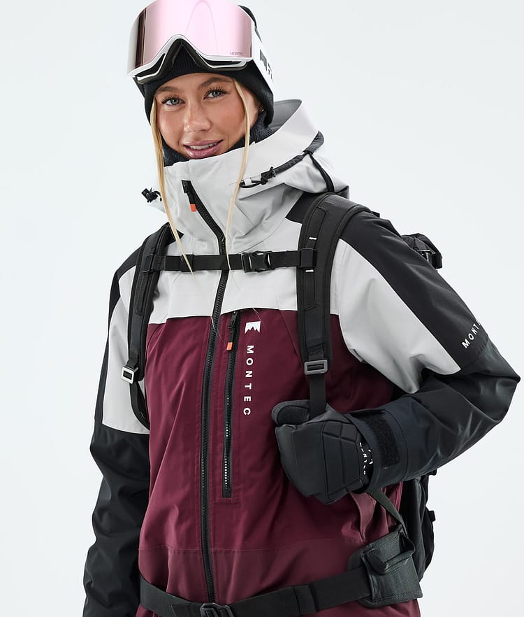 Montec Oracle W Snowboard Jacket Women Light Grey/Black/Burgundy, Image 2 of 10