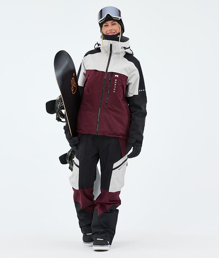 Montec Oracle W Veste Snowboard Femme Light Grey/Black/Burgundy, Image 2 of 9
