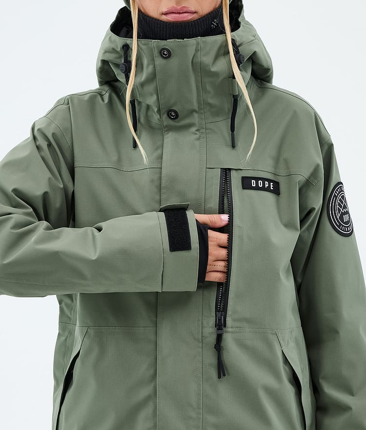 Dope Blizzard W Full Zip Skijacke Damen Moss Green, Image 8 of 9