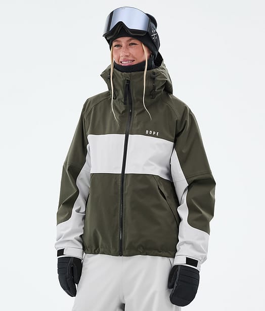Dope Spartan W Veste Snowboard Femme Stripe Olive Green/Light Grey