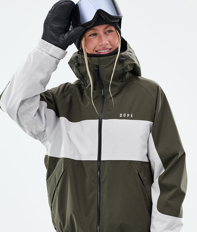 Dope Spartan W Veste Snowboard Femme Stripe Olive Green/Light Grey, Image 2 sur 9