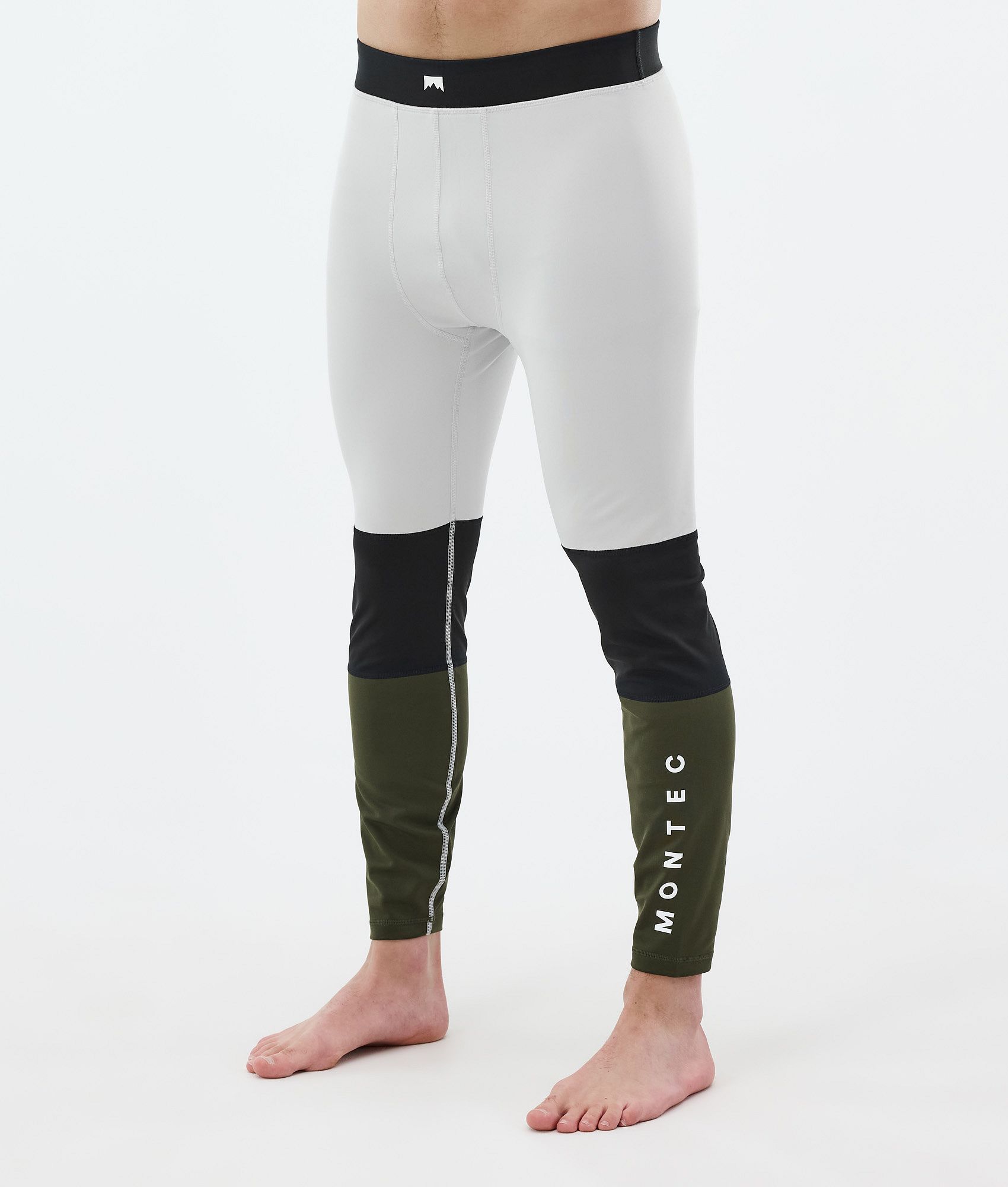 Montec Alpha Baselayer tights Herre - Light Grey/Black/Olive Green