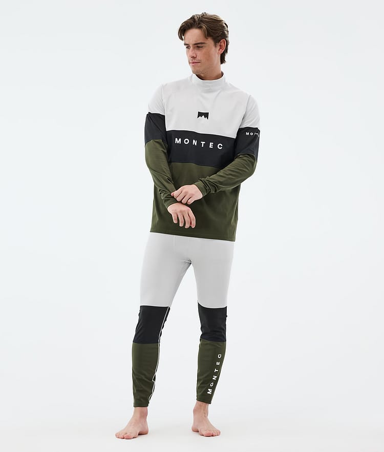 Montec Alpha Legginsy Termoaktywne Mężczyźni Light Grey/Black/Olive Green, Zdjęcie 3 z 7