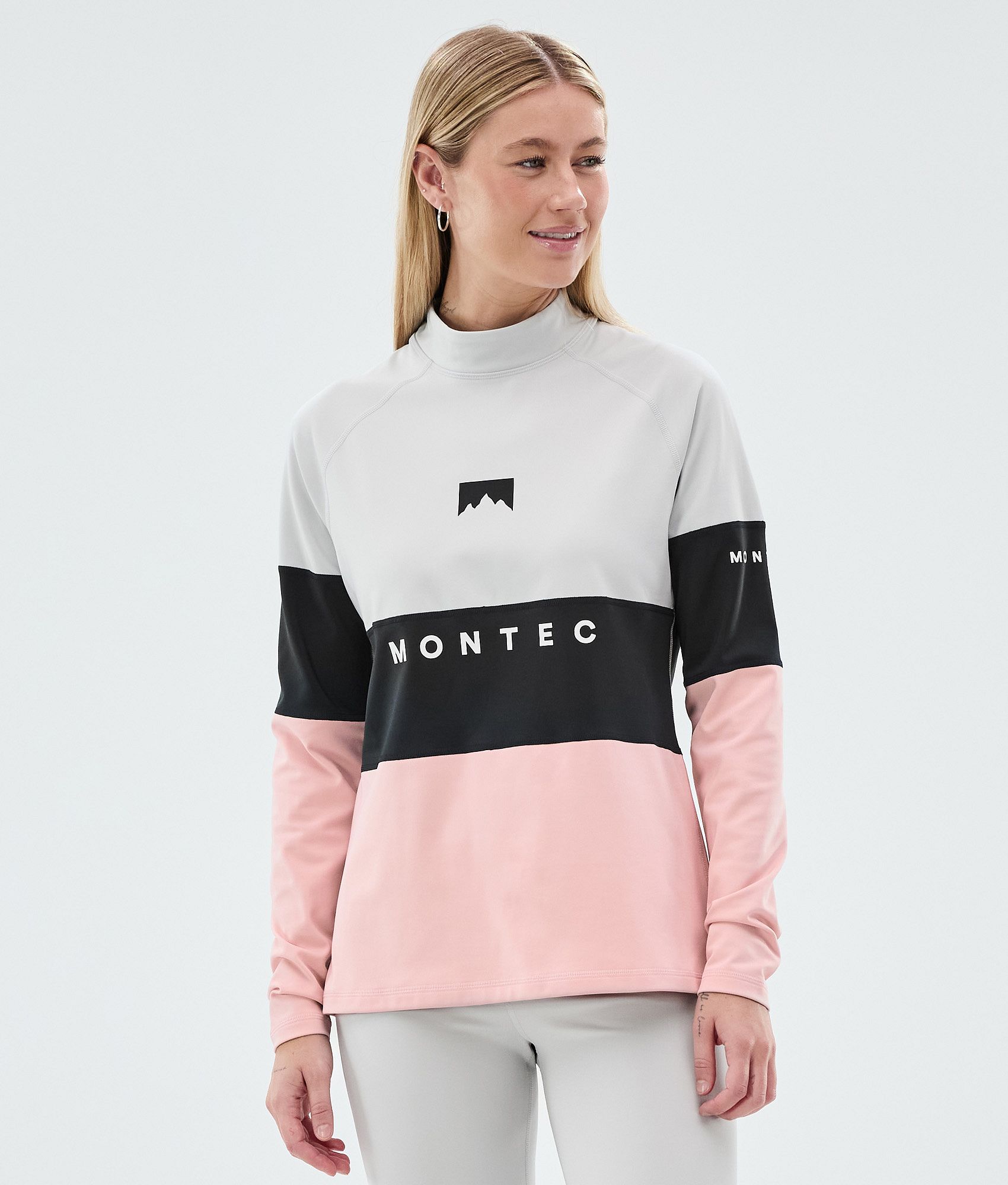 Montec Alpha W Baselayer top Dame - Light Grey/Black/Soft Pink