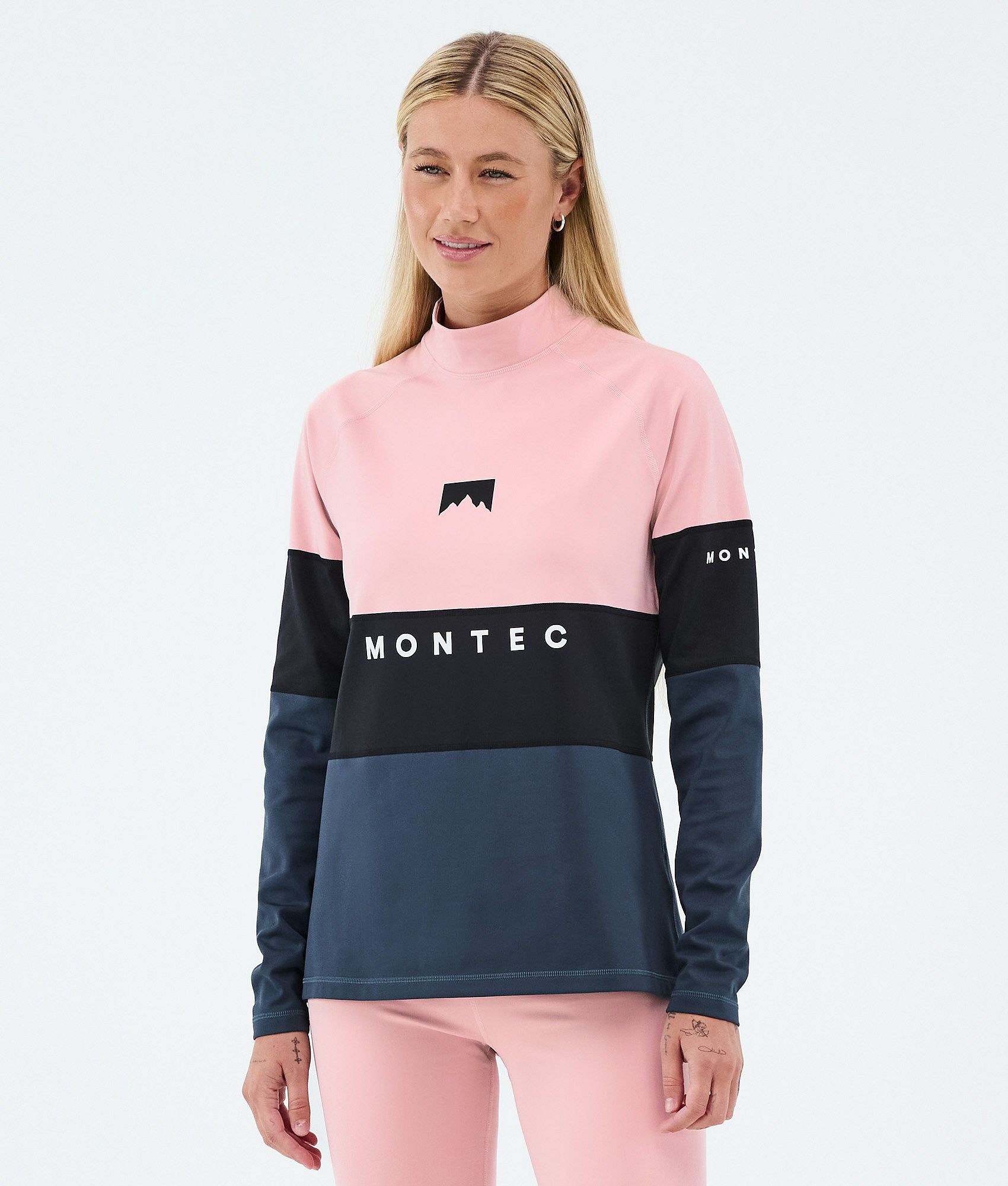 Montec Alpha W Maglia Termica Donna - Soft Pink/Black/Metal Blue