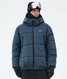 Dope Puffer Full Zip Ski Jacket Men Metal Blue