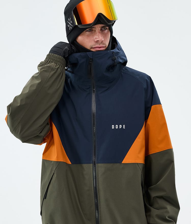 Dope Spartan Snowboardjakke Herre Sport Dark Blue/Burned Orange/Olive Green, Image 4 of 8