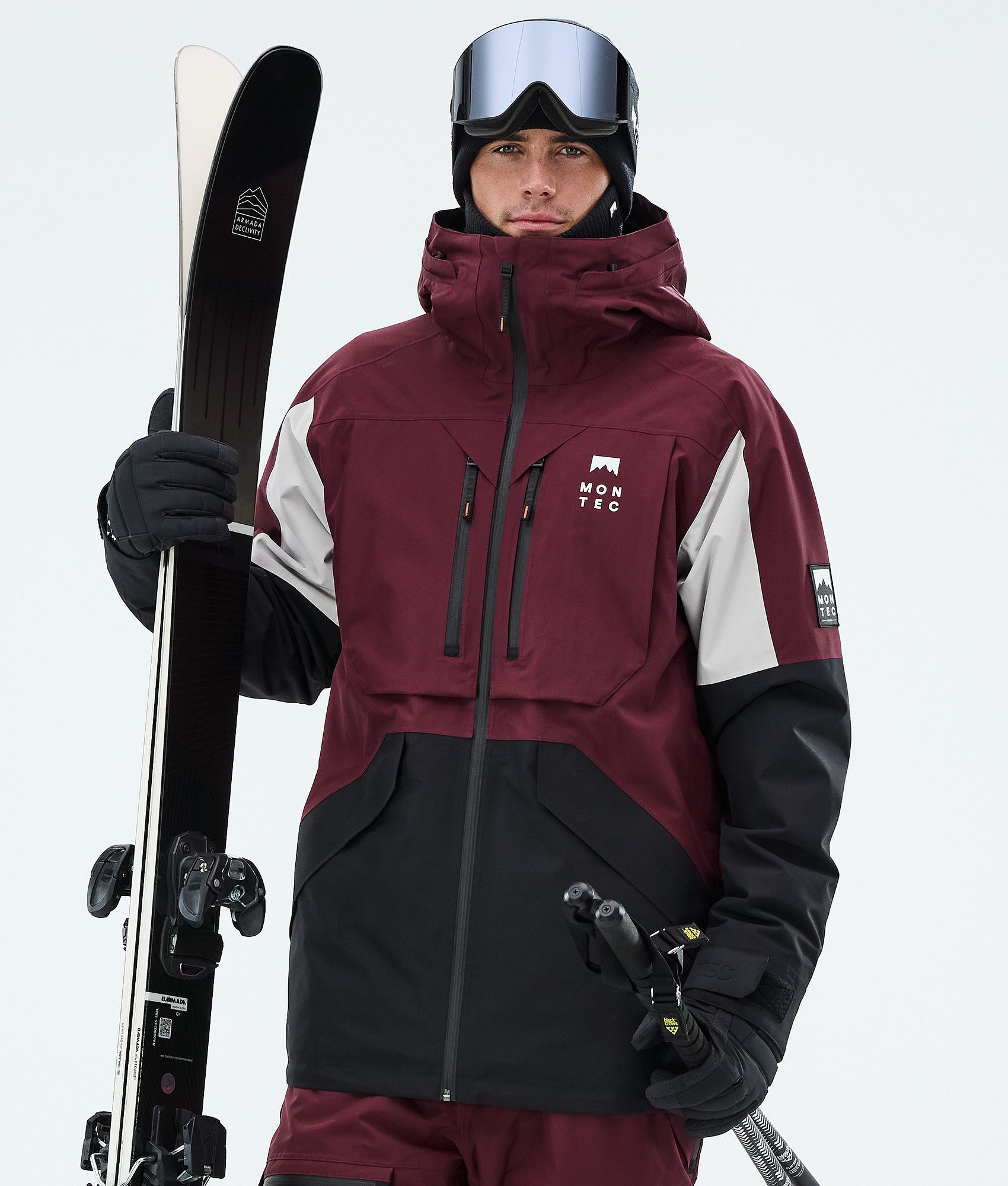 Montec Arch Kurtka Narciarska Mężczyźni - Burgundy/Light Grey/Black
