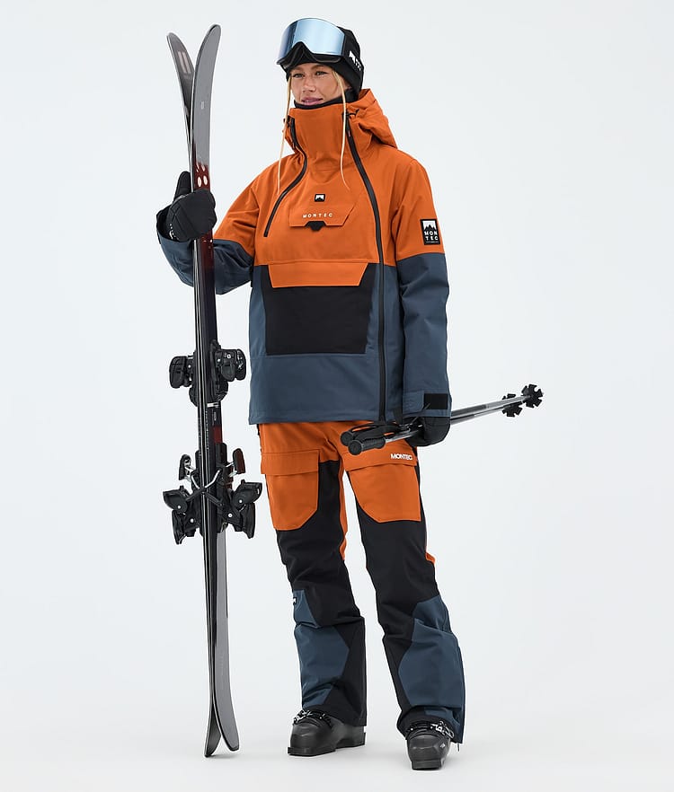 Montec Fawk W Pantaloni Sci Donna Burned Orange/Black/Metal Blue, Image 2 of 7