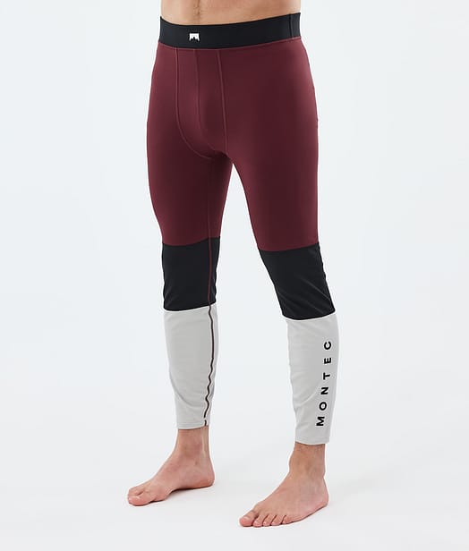 Montec Alpha Pantalon thermique Homme Burgundy/Black/Light Grey