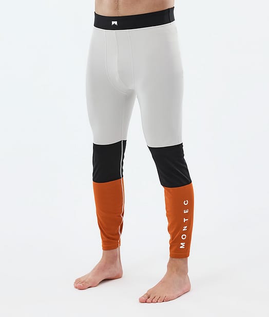 Montec Alpha Pantalon thermique Homme Light Grey/Black/Burned Orange