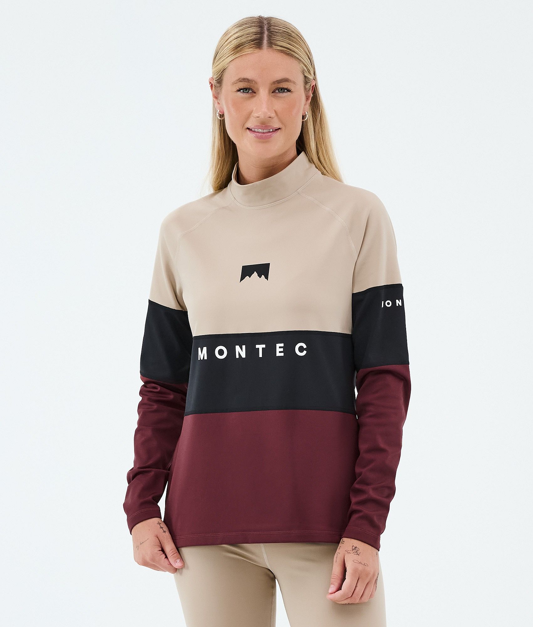 Montec Alpha W Maglia Termica Donna - Sand/Black/Burgundy