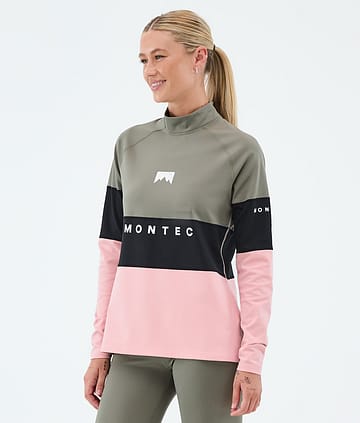 Montec Alpha W Base Layer Top Greenish/Black/Soft Pink