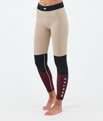 Montec Alpha W Base Layer Pant Sand/Black/Burgundy