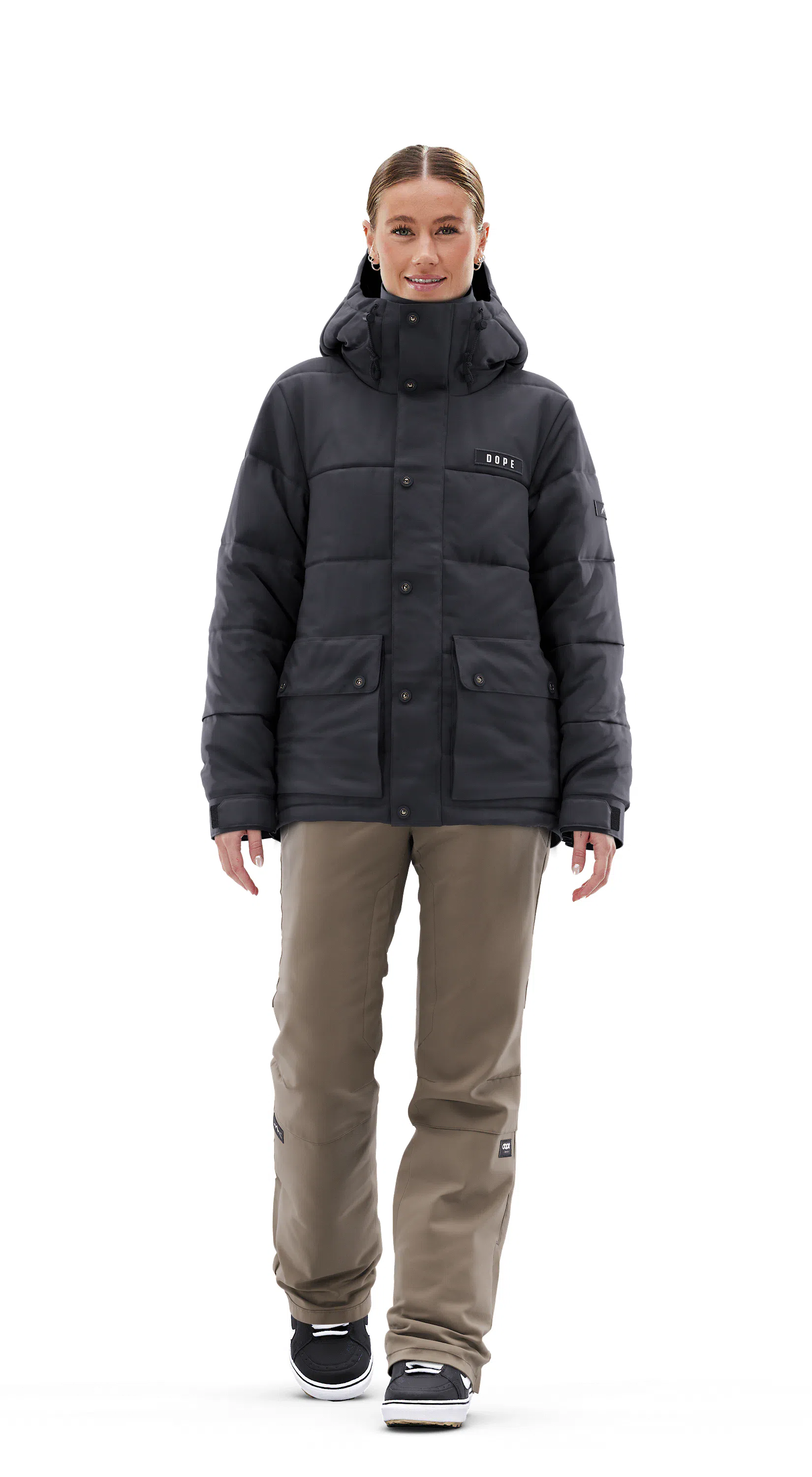 Dope Puffer W Full Zip Ski jas Dames Black - Zwart Dope Puffer W Full Zip Ski jas Dames Black - Zwart