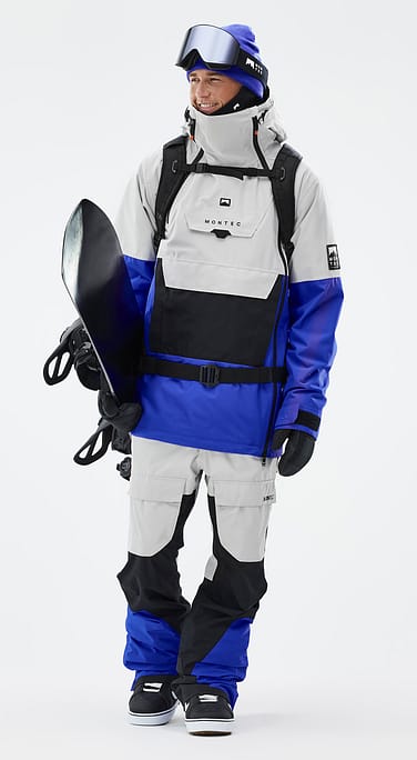 Montec Doom Outfit Snowboardowy Mężczyźni Light Grey/Black/Cobalt Blue