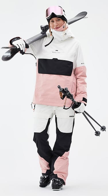 Montec Dune W Lyžařský Outfit Dámské Old White/Black/Soft Pink